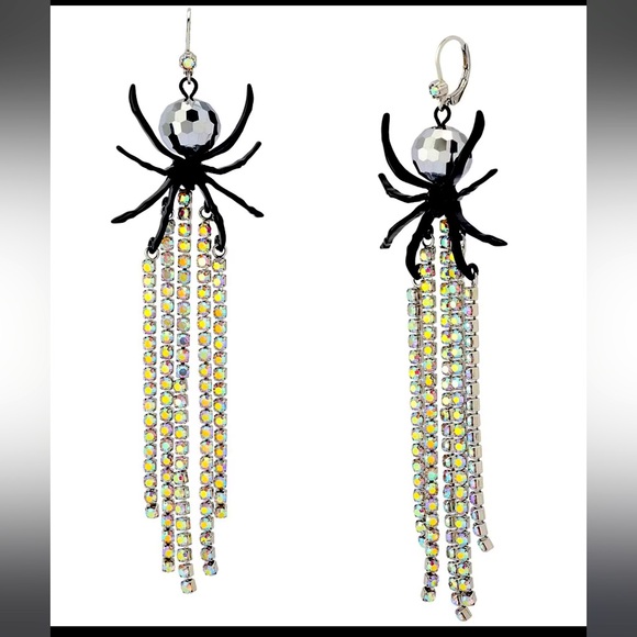 Betsey Johnson Jewelry - Betsey Johnson Disco Spider Fringe Statement Drop Earrings